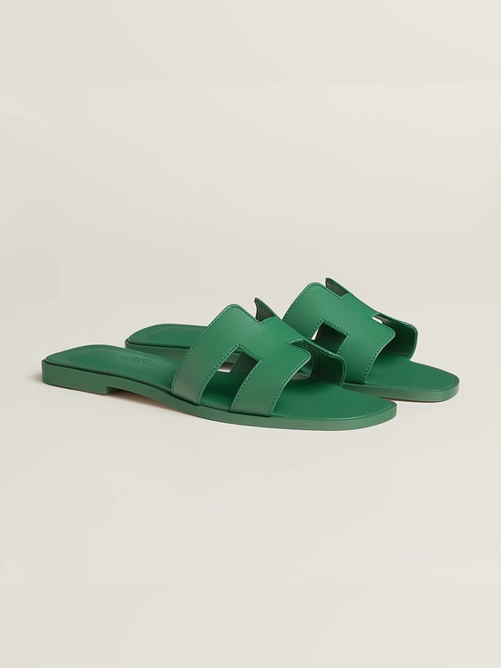 Hermes Shoes - Hermes Oran Sandal Vert Jungle Size 39.5